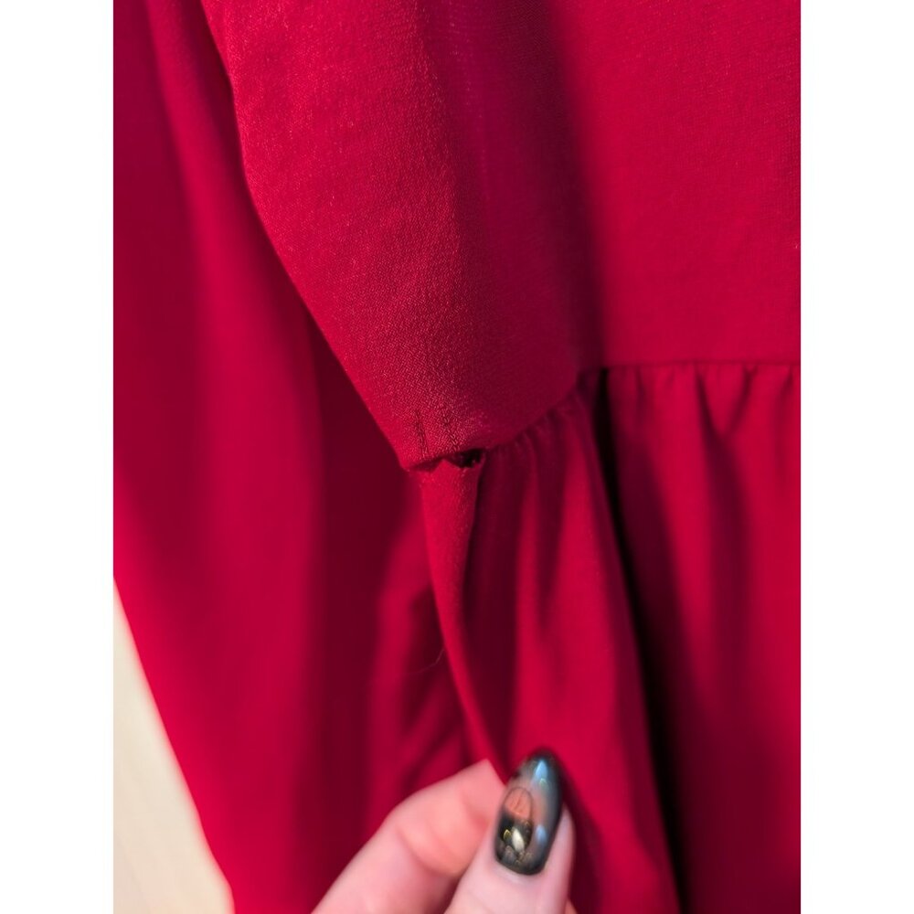 Torrid Womens Babydoll Top Size 1X Red Cottagecore Peasant Long Sleeve Smocked - Picture 5 of 8